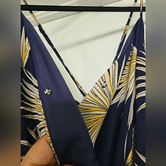 TIMING Jumpsuit Navy Botanical Palm Leaf Print - - Size Small - Picture 7 of 11